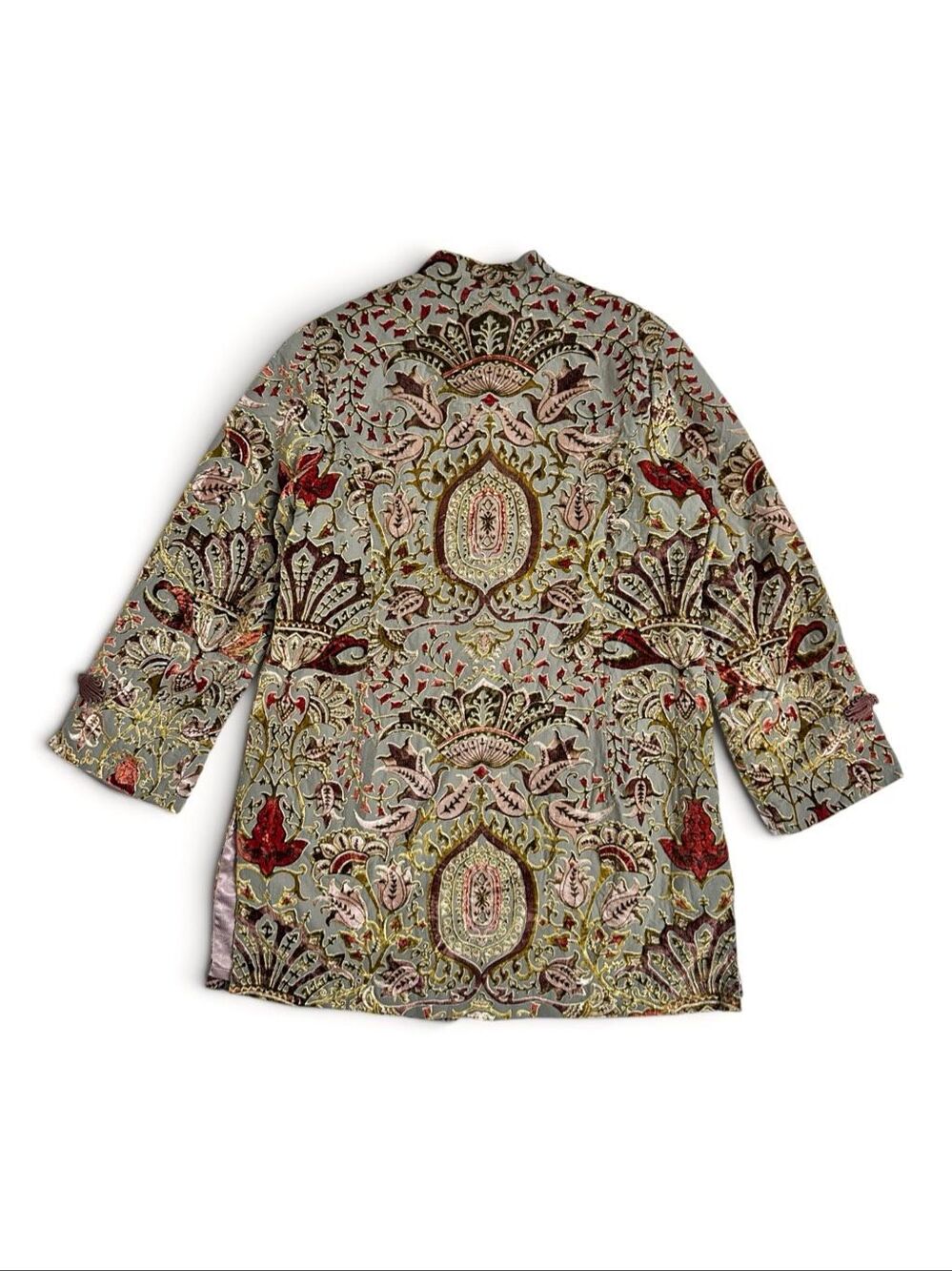 Soft Surroundings Velvet Burnout Long Jacket L Chinoiserie Frog Closure Boho Lux - Picture 4 of 16